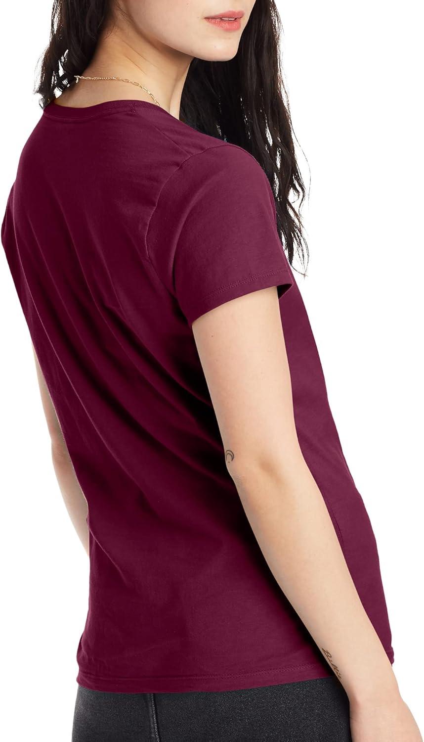 imageHanes Womens Nano Premium Cotton VNeck TShirt PackMaroon 2 Pack
