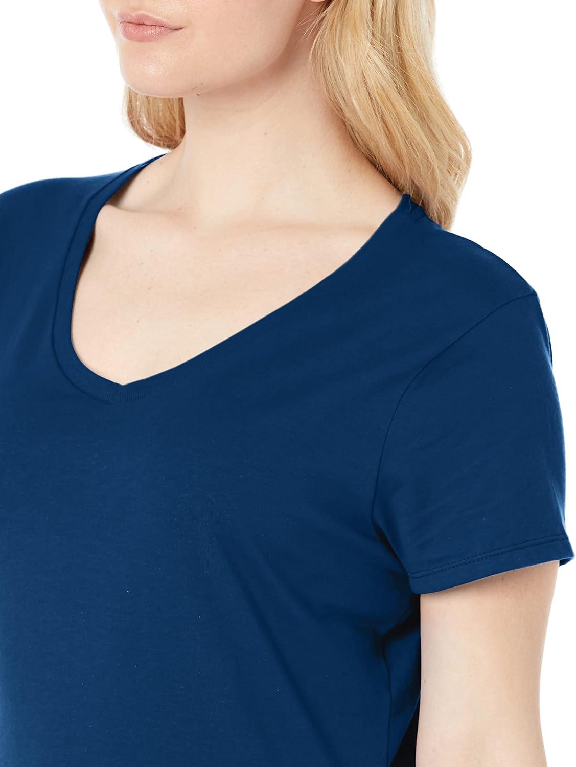 imageHanes Womens Nano Premium Cotton VNeck TShirt PackNavy 1 Pack