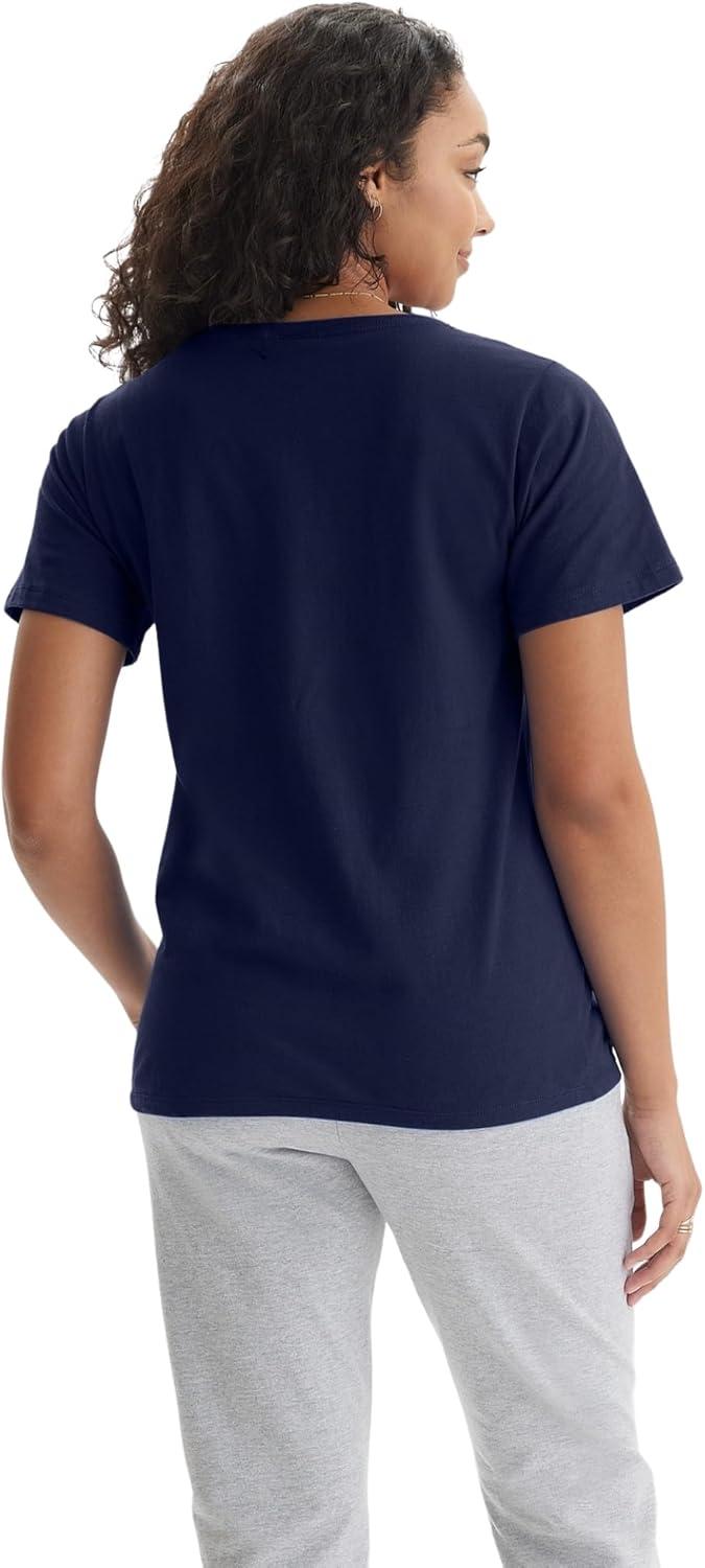 imageHanes Womens Nano Premium Cotton VNeck TShirt PackNavy 1 Pack