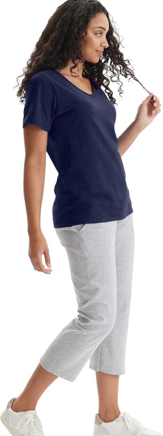 imageHanes Womens Nano Premium Cotton VNeck TShirt PackNavy 1 Pack