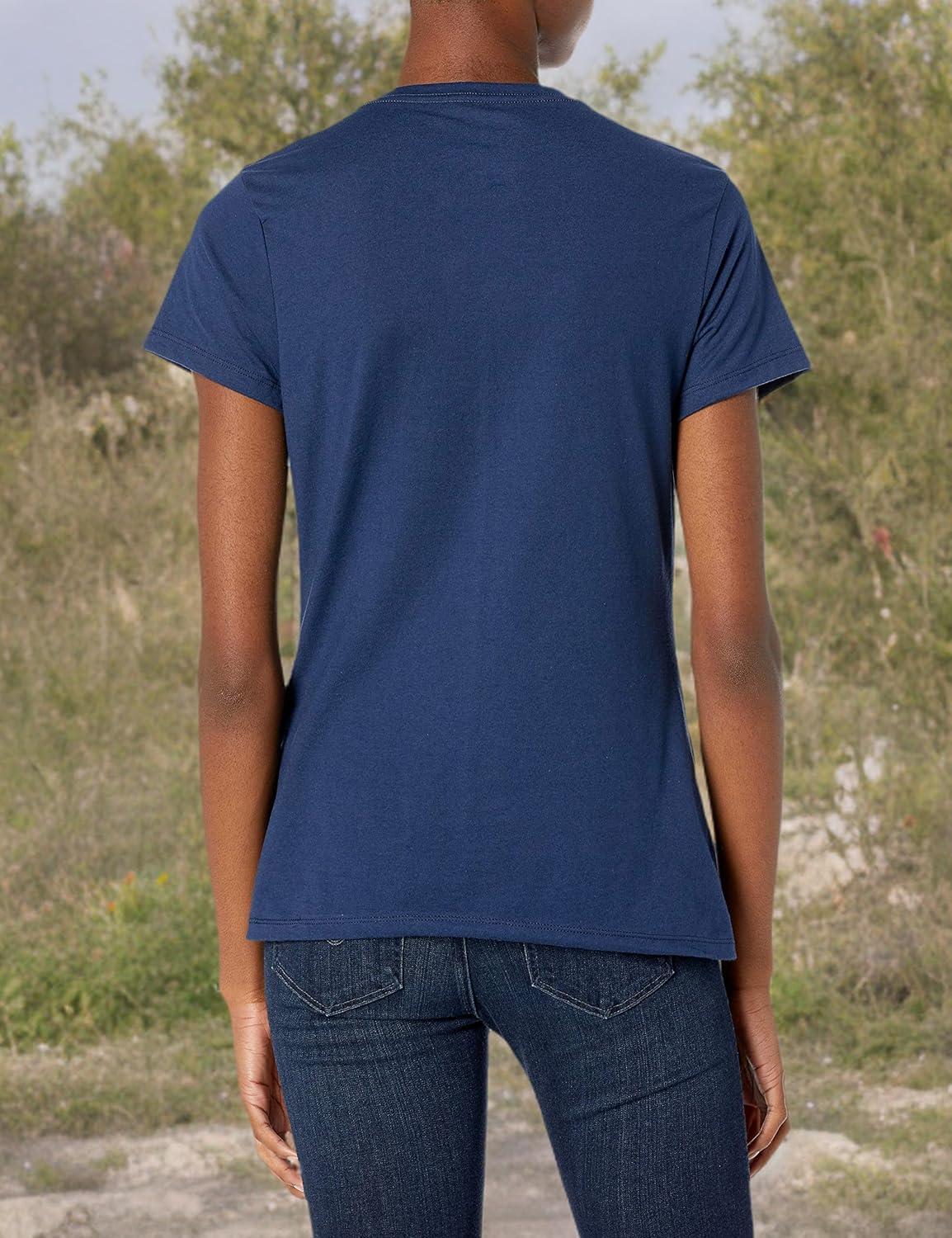 imageHanes Womens Nano Premium Cotton VNeck TShirt PackNavy 2 Pack