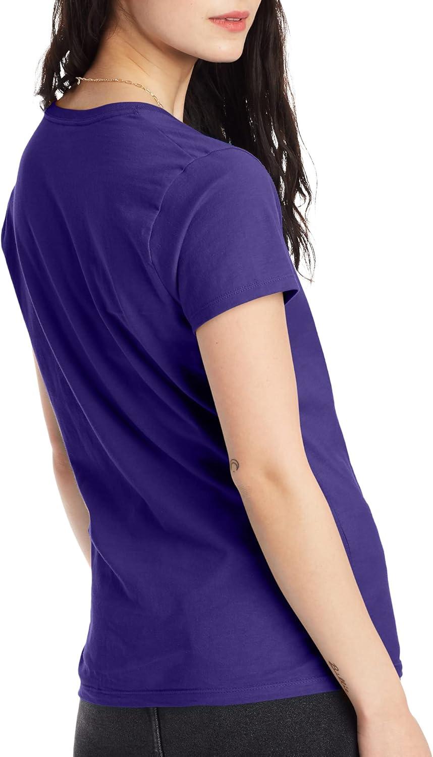 imageHanes Womens Nano Premium Cotton VNeck TShirt PackPurple 2 Pack