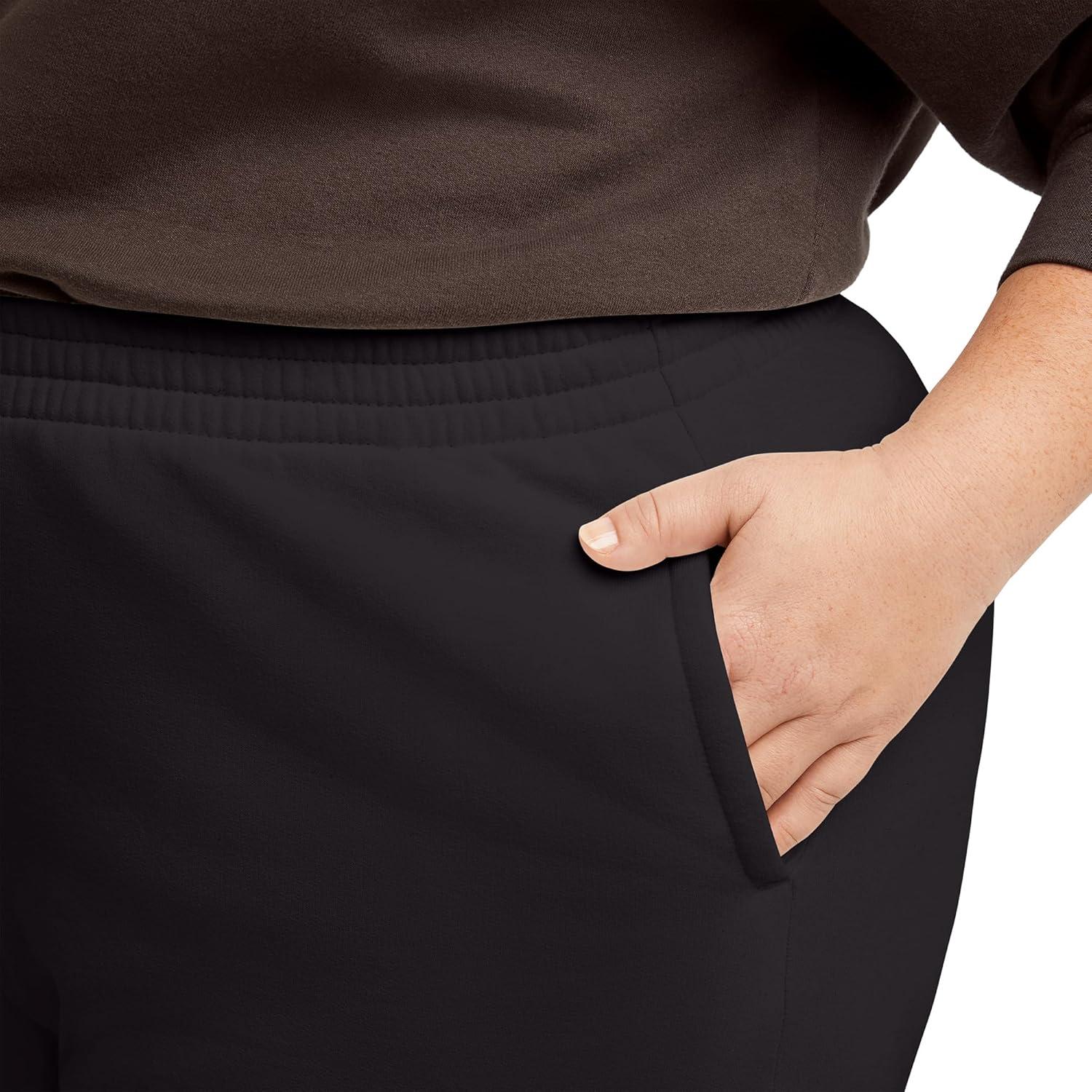 imageHanes Womens Originals Midweight Fleece Joggers Sweatpants with Pockets Place Flowers 30quot PlusBlack