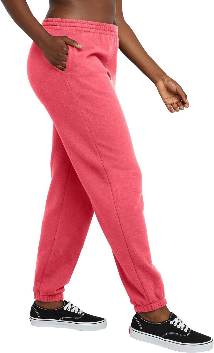 imageHanes Womens Originals Midweight Fleece Joggers Sweatpants with Pockets Place Flowers 30quot PlusPinky Peach