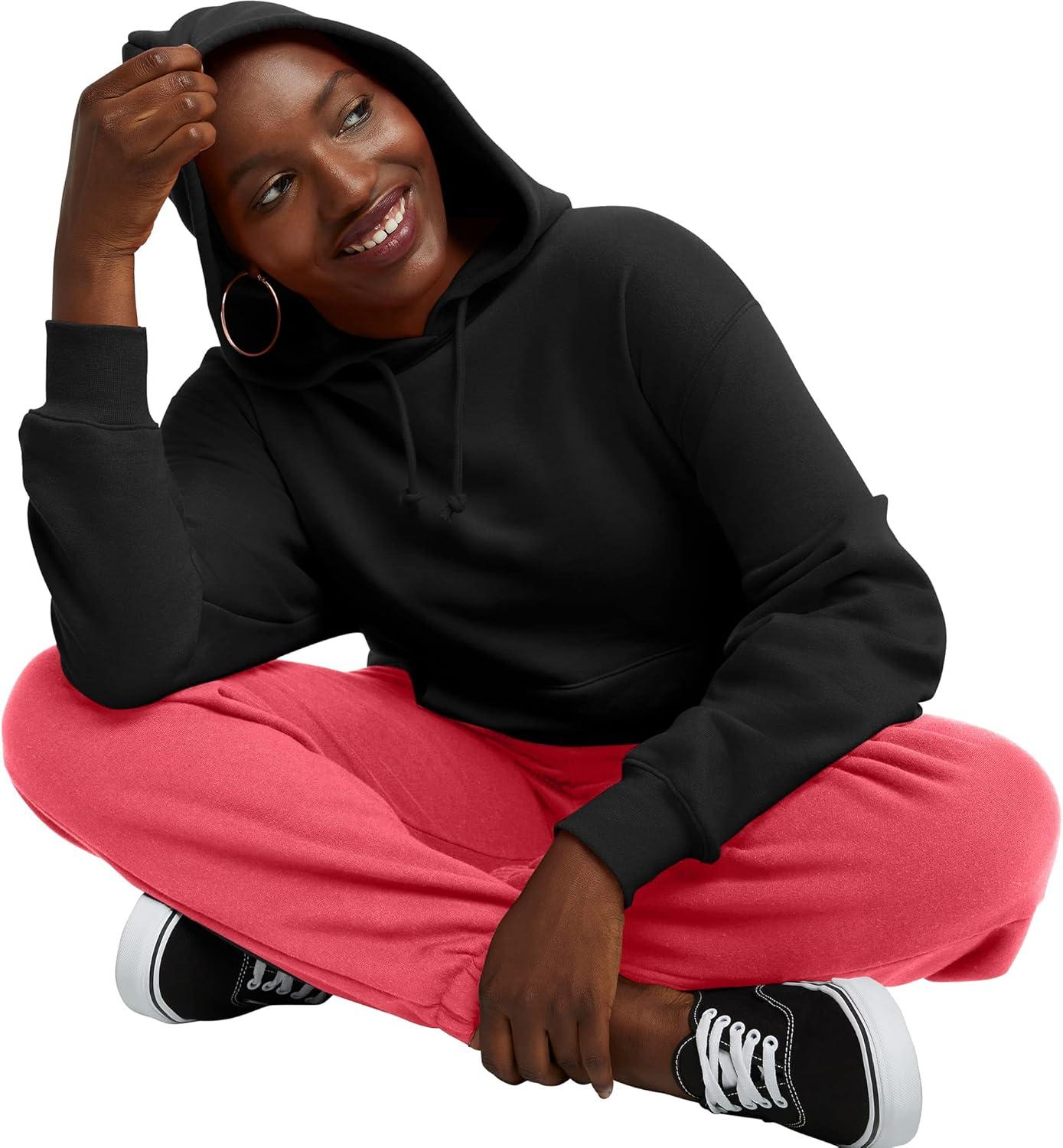 imageHanes Womens Originals Midweight Fleece Joggers Sweatpants with Pockets Place Flowers 30quot PlusPinky Peach