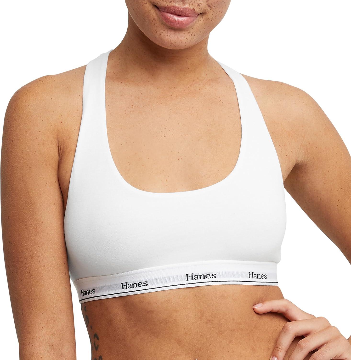 imageHanes Womens Originals Racerback Bralette Pack Breathable Stretch Cotton Bras 2PackBlackWhite