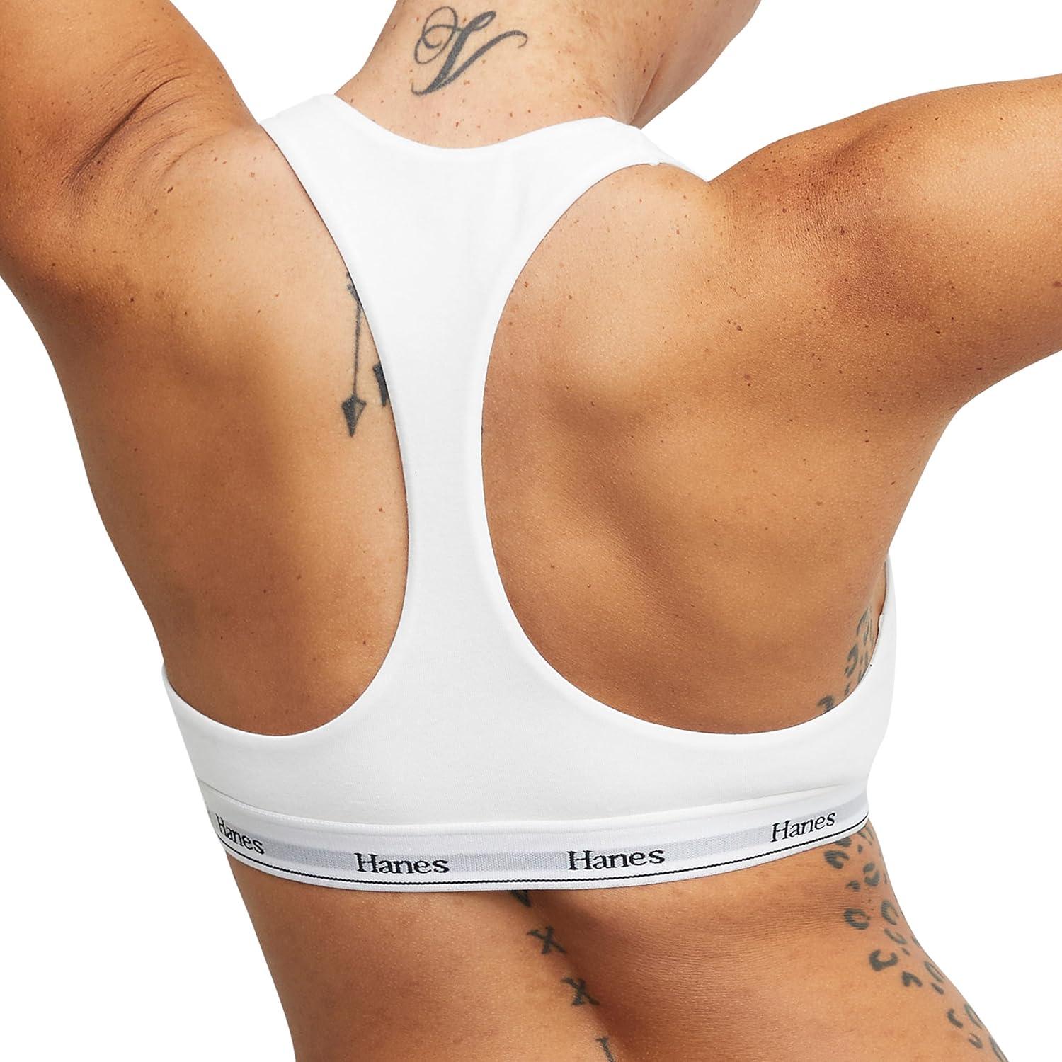 imageHanes Womens Originals Racerback Bralette Pack Breathable Stretch Cotton Bras 2PackBlackWhite