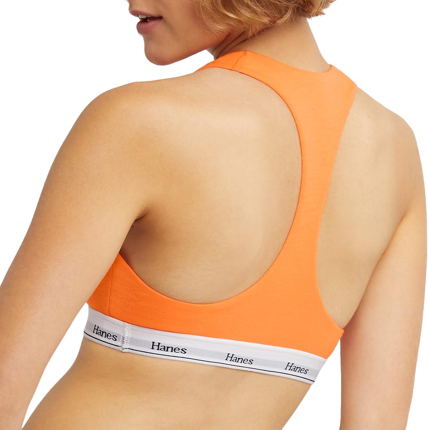 imageHanes Womens Originals Racerback Bralette Pack Breathable Stretch Cotton Bras 2PackTango OrangeConcrete Heather