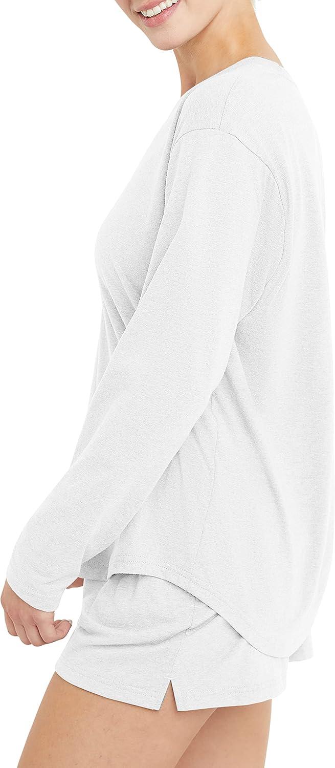 imageHanes Womens Originals TriBlend LongSleeve TShirt Crewneck Tee for Women Relaxed Fit Plus SizesEco White