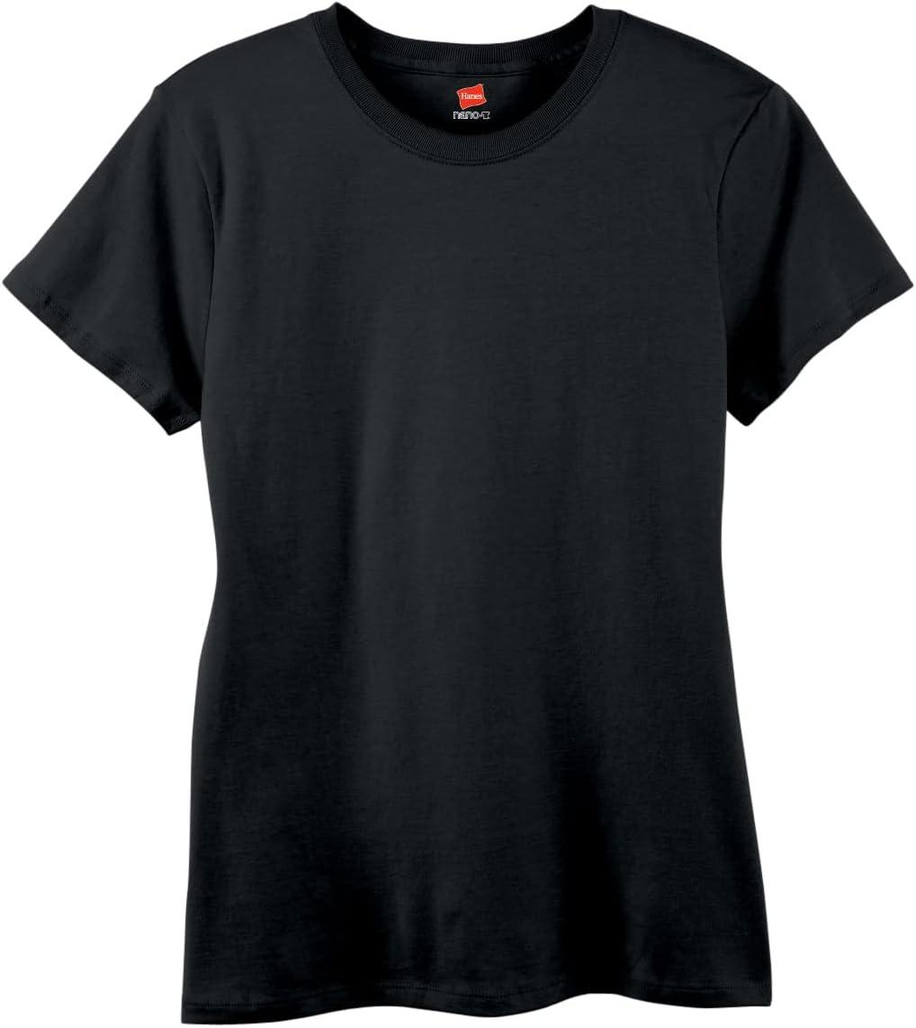 imageHanes Womens PerfectT Crewneck TShirt Lightweight Cotton Short Sleeve Tee for WomenBlack
