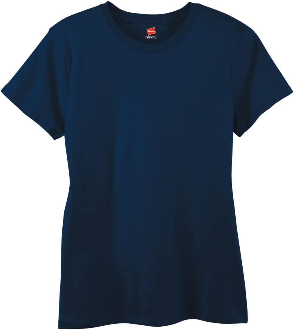 imageHanes Womens PerfectT Crewneck TShirt Lightweight Cotton Short Sleeve Tee for WomenNavy