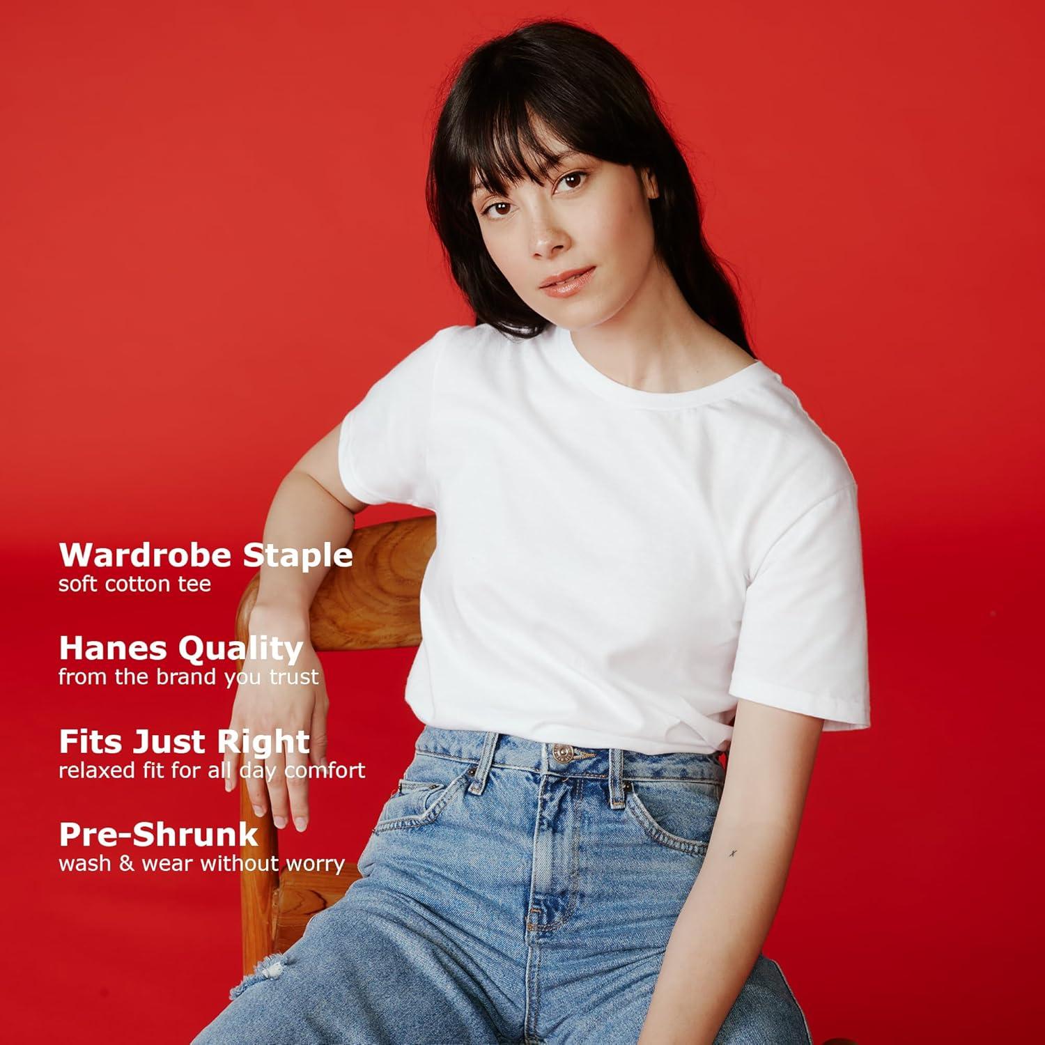 imageHanes Womens PerfectT Crewneck TShirt Lightweight Cotton Short Sleeve Tee for WomenWhite