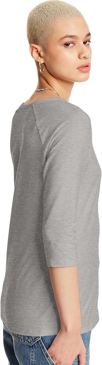 imageHanes Womens Raglan Sleeve Stretch Cotton Crewneck TeeGrey Heather