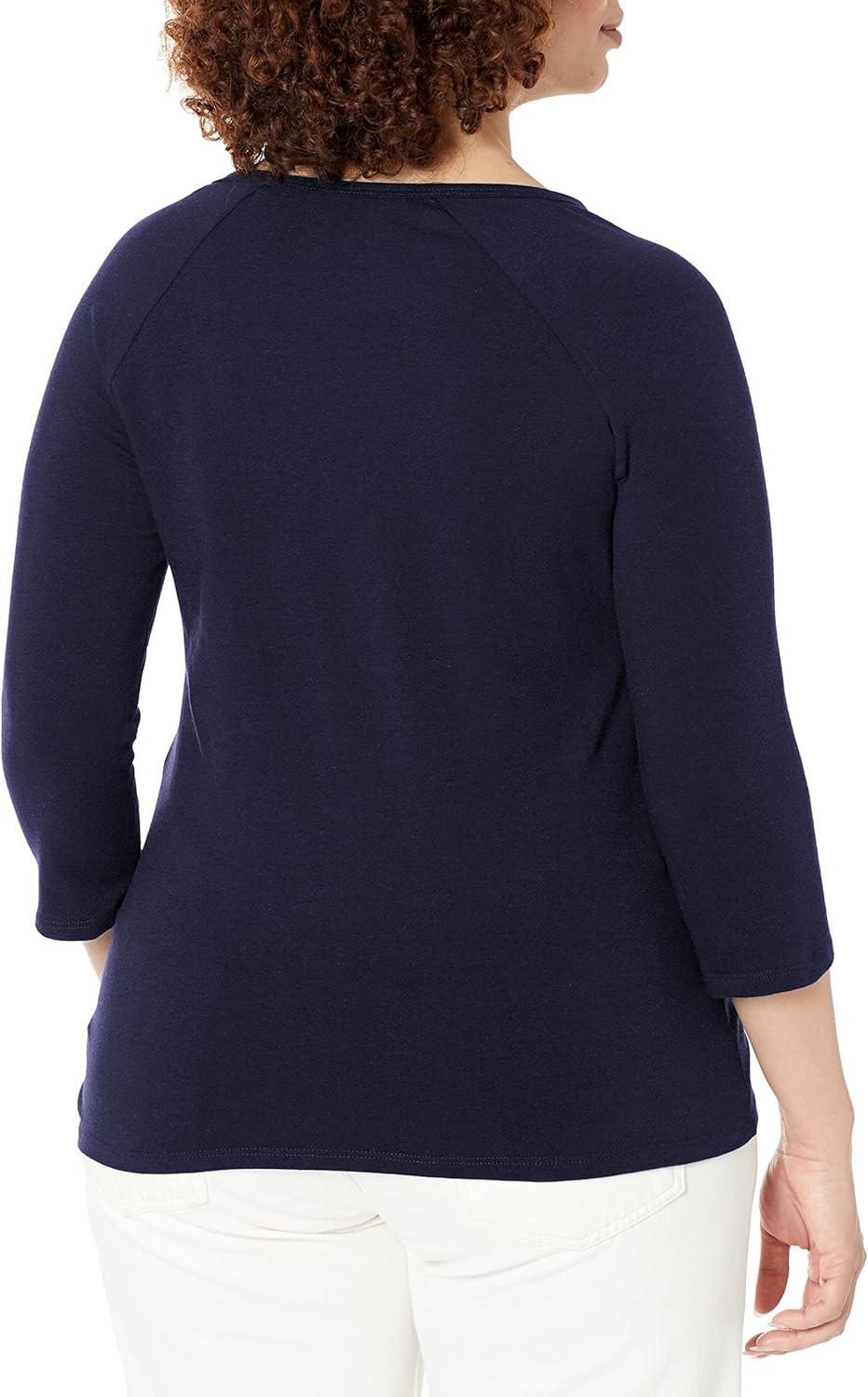 imageHanes Womens Raglan Sleeve Stretch Cotton Crewneck TeeNavy