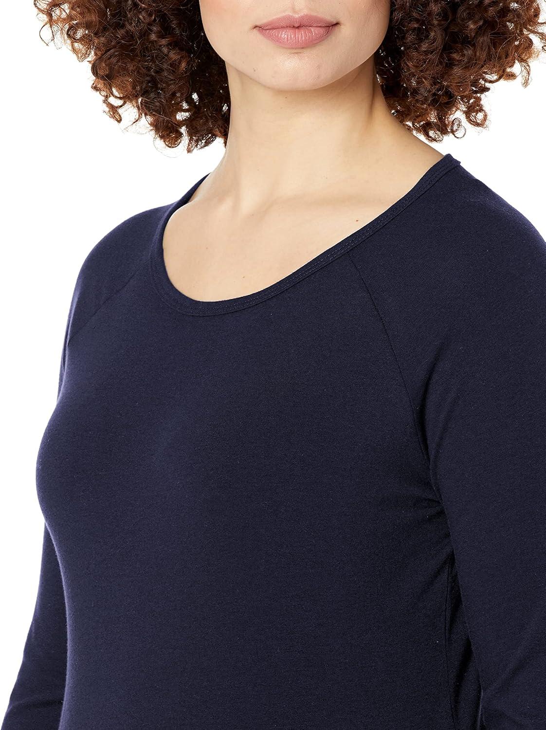 imageHanes Womens Raglan Sleeve Stretch Cotton Crewneck TeeNavy