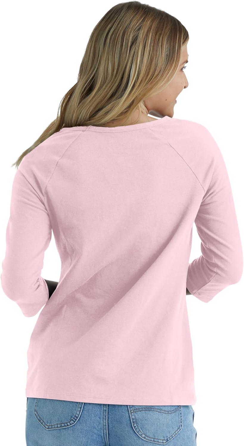imageHanes Womens Raglan Sleeve Stretch Cotton Crewneck TeePaleo Pink