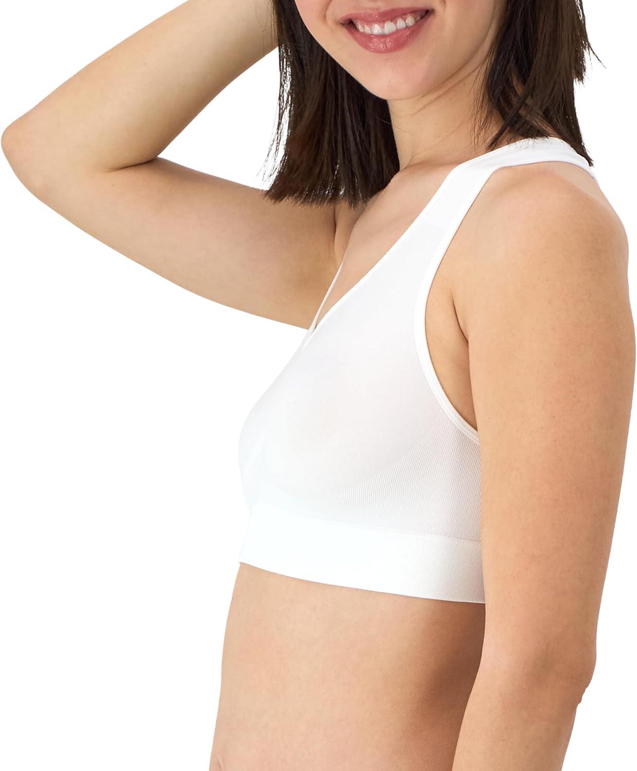 imageHanes Womens Seamless Racerback Bra Pullover FullCoverage Bralette 2PackWhite Light Buff