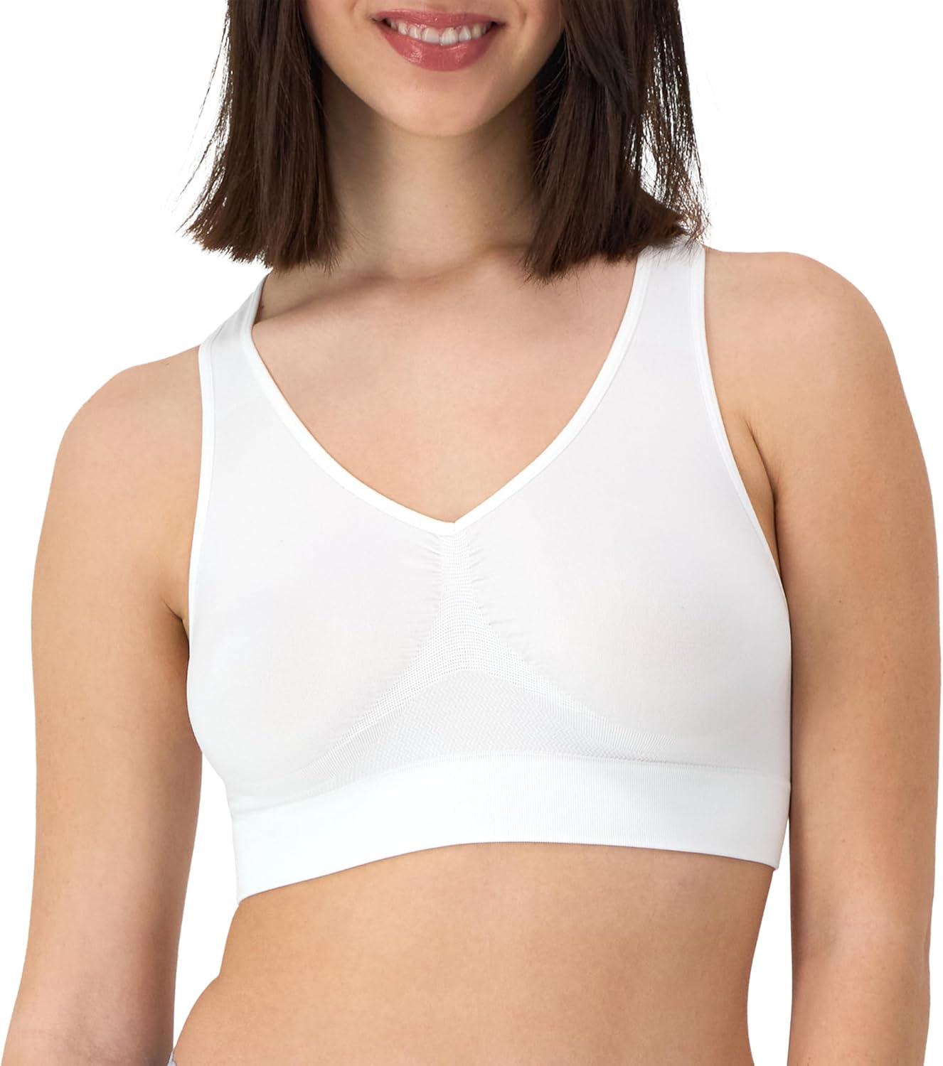 imageHanes Womens Seamless Racerback Bra Pullover FullCoverage Bralette 2PackWhite Light Buff