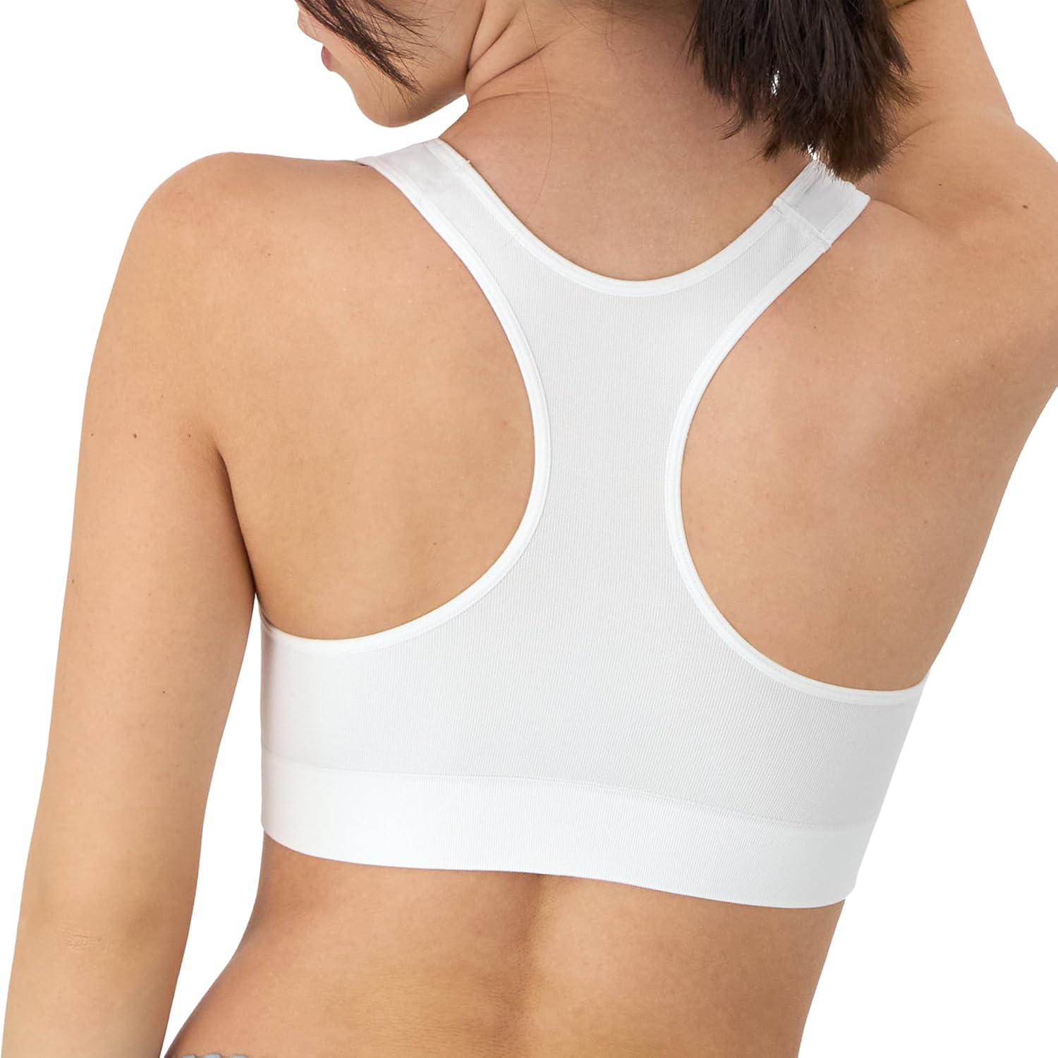 imageHanes Womens Seamless Racerback Bra Pullover FullCoverage Bralette 2PackWhite Light Buff