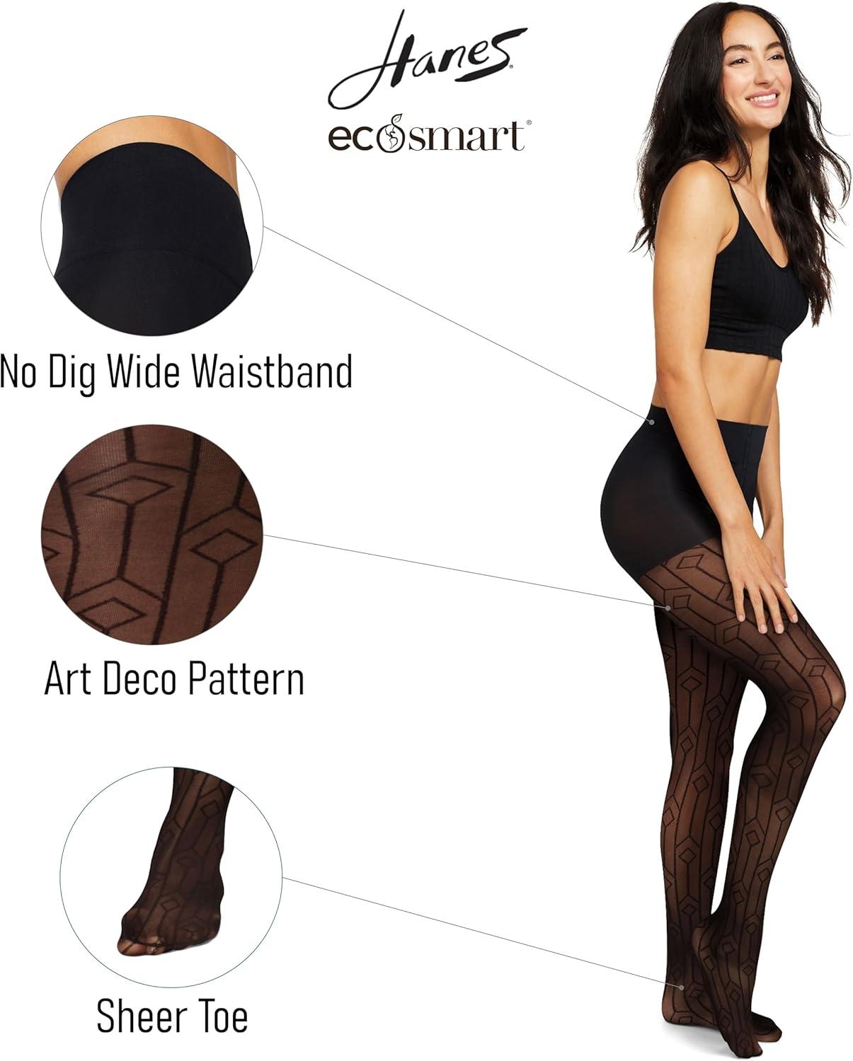 imageHanes Womens Sheer Art Deco Control Top TightBlack