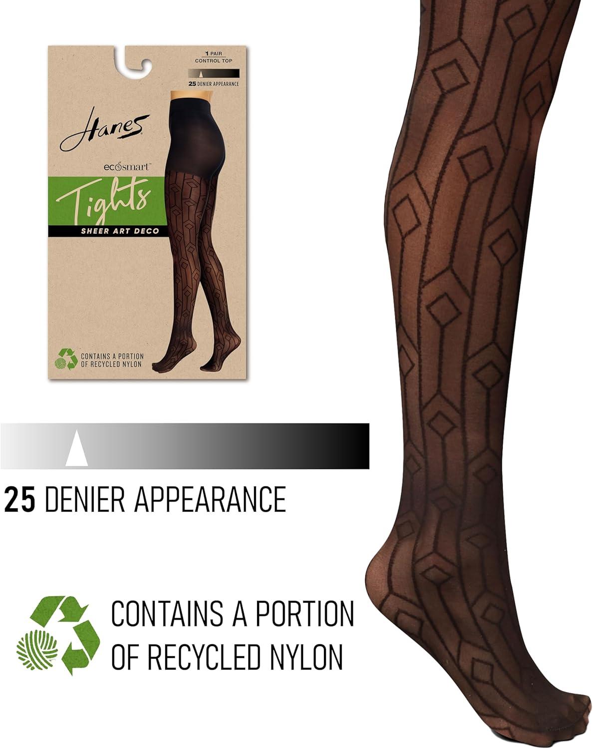 imageHanes Womens Sheer Art Deco Control Top TightBlack