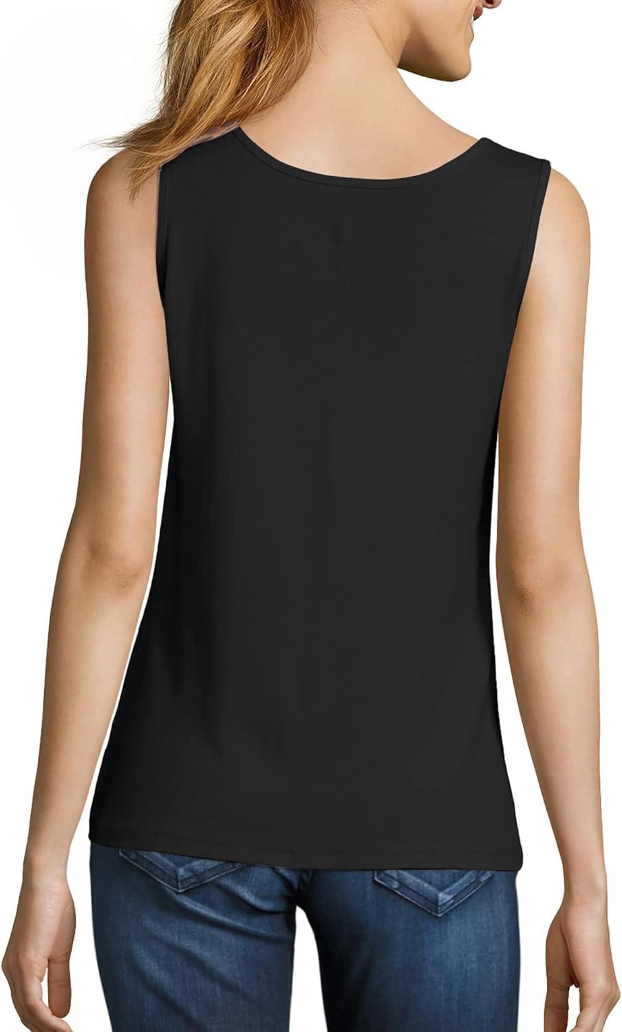 imageHanes Womens Shirts Womens MiniRibbed Cotton Tank Tops Womens Sleeveless TShirts Womens TanksBlack