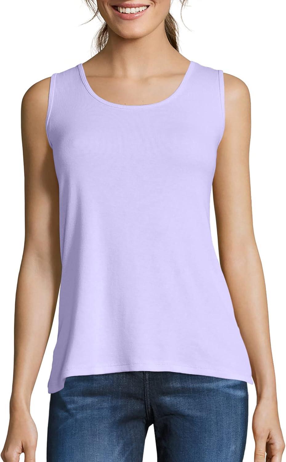imageHanes Womens Shirts Womens MiniRibbed Cotton Tank Tops Womens Sleeveless TShirts Womens TanksLilac Wash