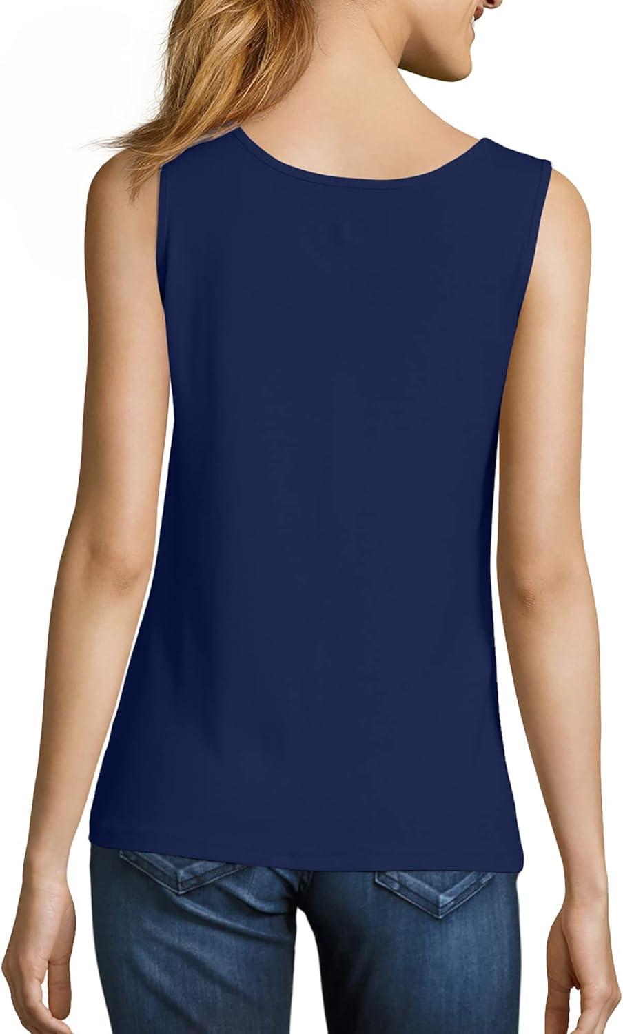 imageHanes Womens Shirts Womens MiniRibbed Cotton Tank Tops Womens Sleeveless TShirts Womens TanksNavy