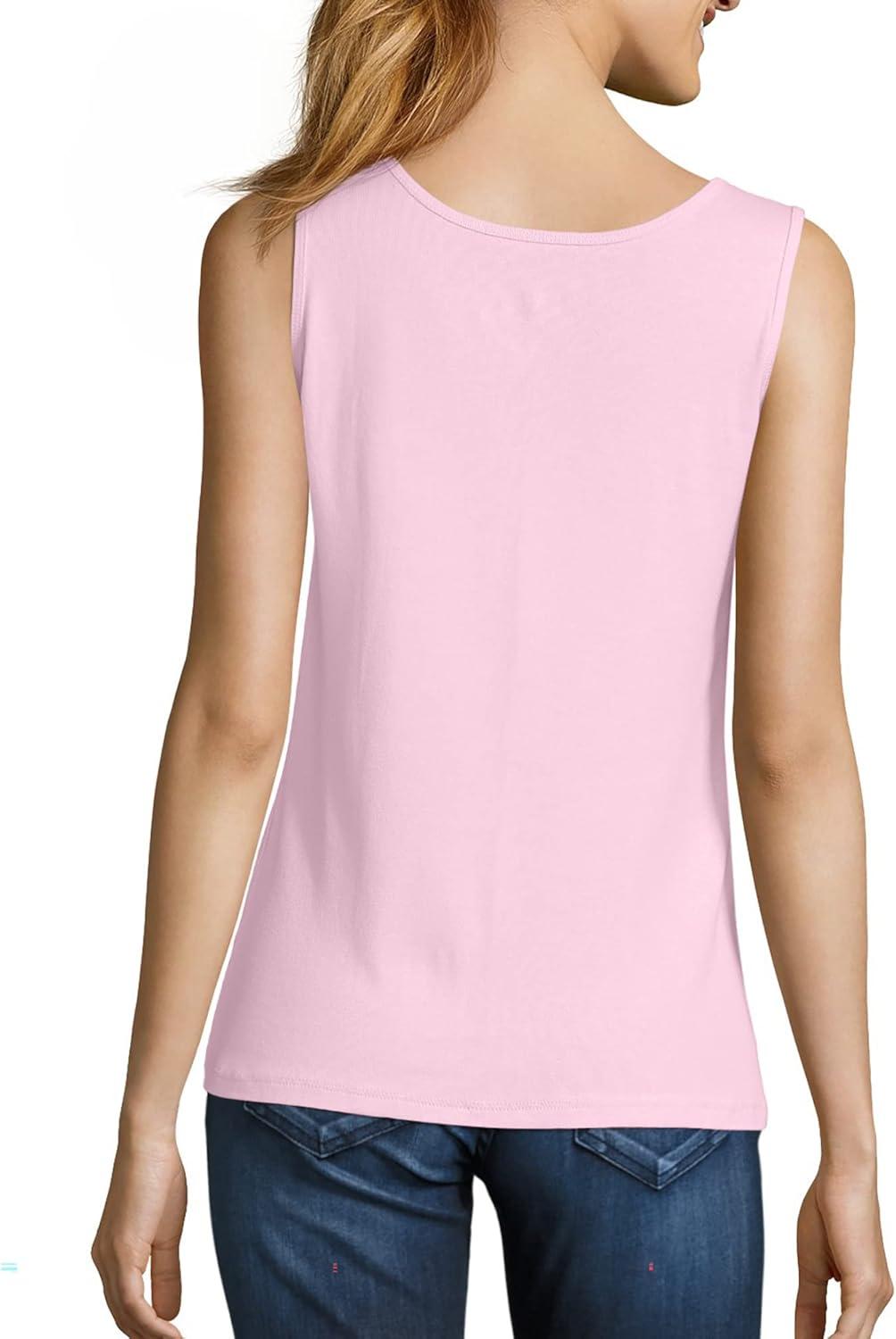 imageHanes Womens Shirts Womens MiniRibbed Cotton Tank Tops Womens Sleeveless TShirts Womens TanksPaleo Pink