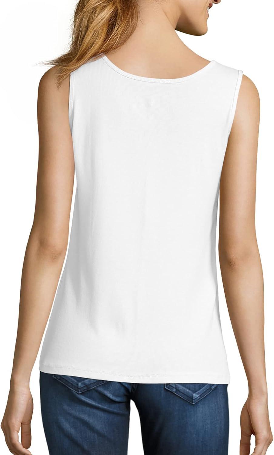 imageHanes Womens Shirts Womens MiniRibbed Cotton Tank Tops Womens Sleeveless TShirts Womens TanksWhite