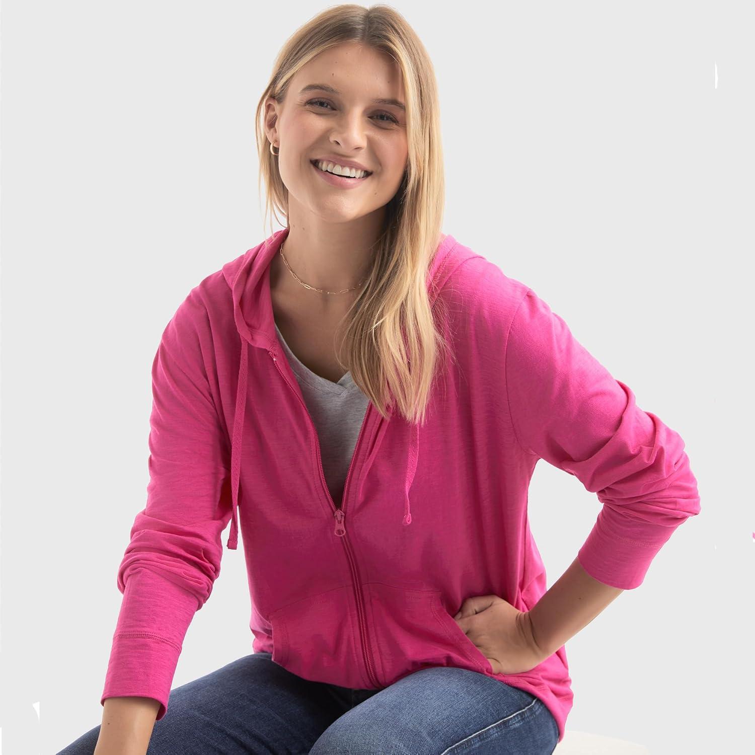 imageHanes Womens Slub Knit FullZip Hoodie Textured Cotton ZipUp TShirt Hoodie for WomenAmaranth