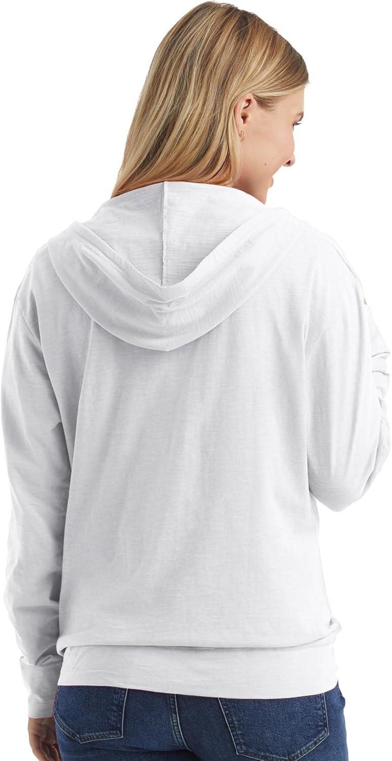 imageHanes Womens Slub Knit FullZip Hoodie Textured Cotton ZipUp TShirt Hoodie for WomenWhite