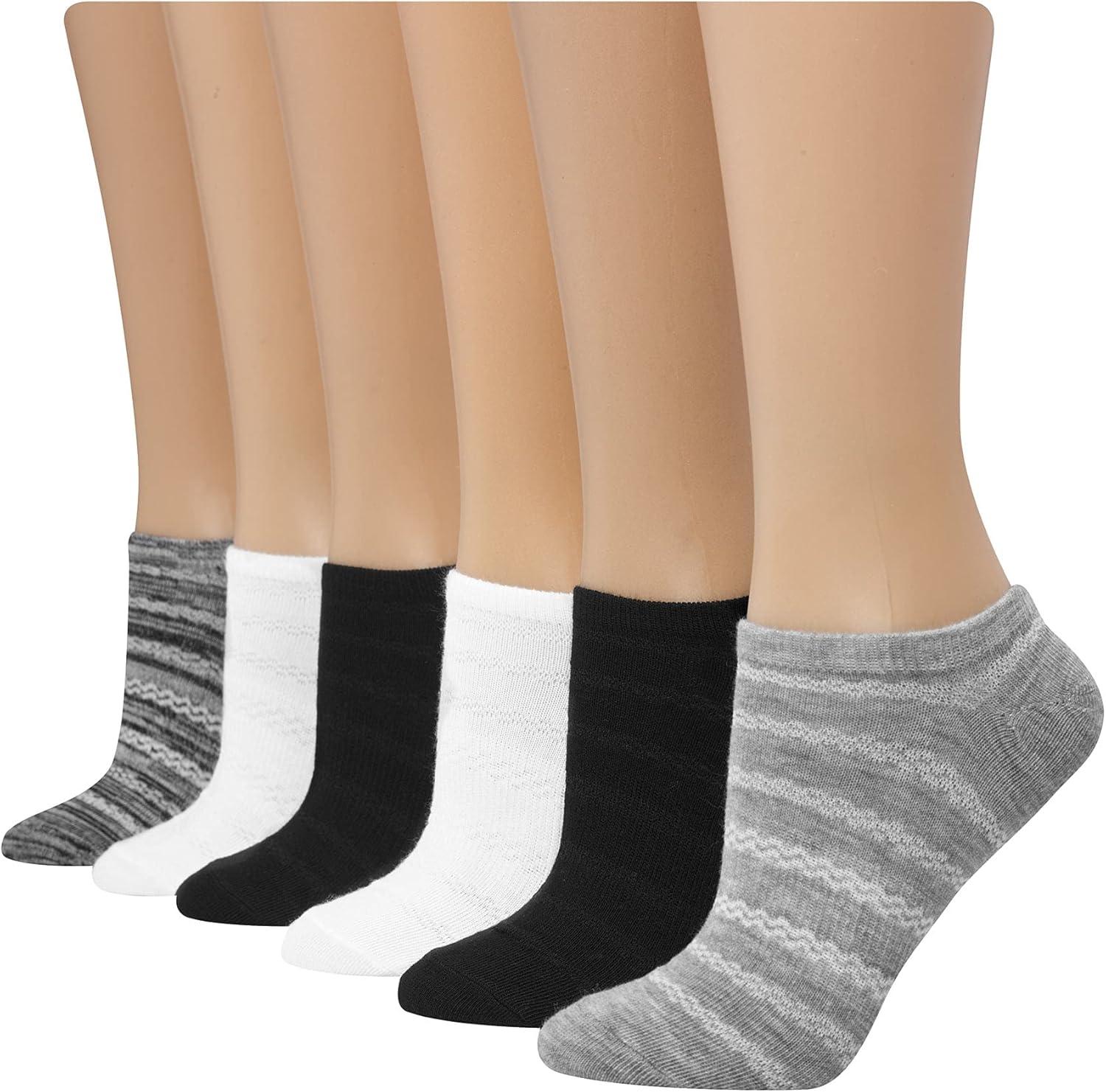 imageHanes Womens Socks Lightweight Breathable Socks No Show and Super No Show 6PackBlackGrey