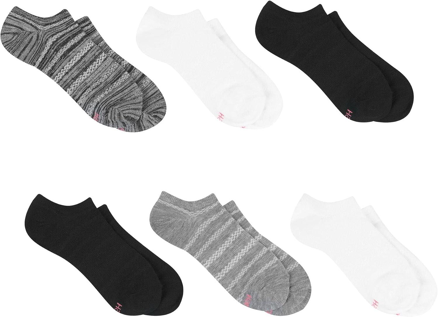 imageHanes Womens Socks Lightweight Breathable Socks No Show and Super No Show 6PackBlackGrey