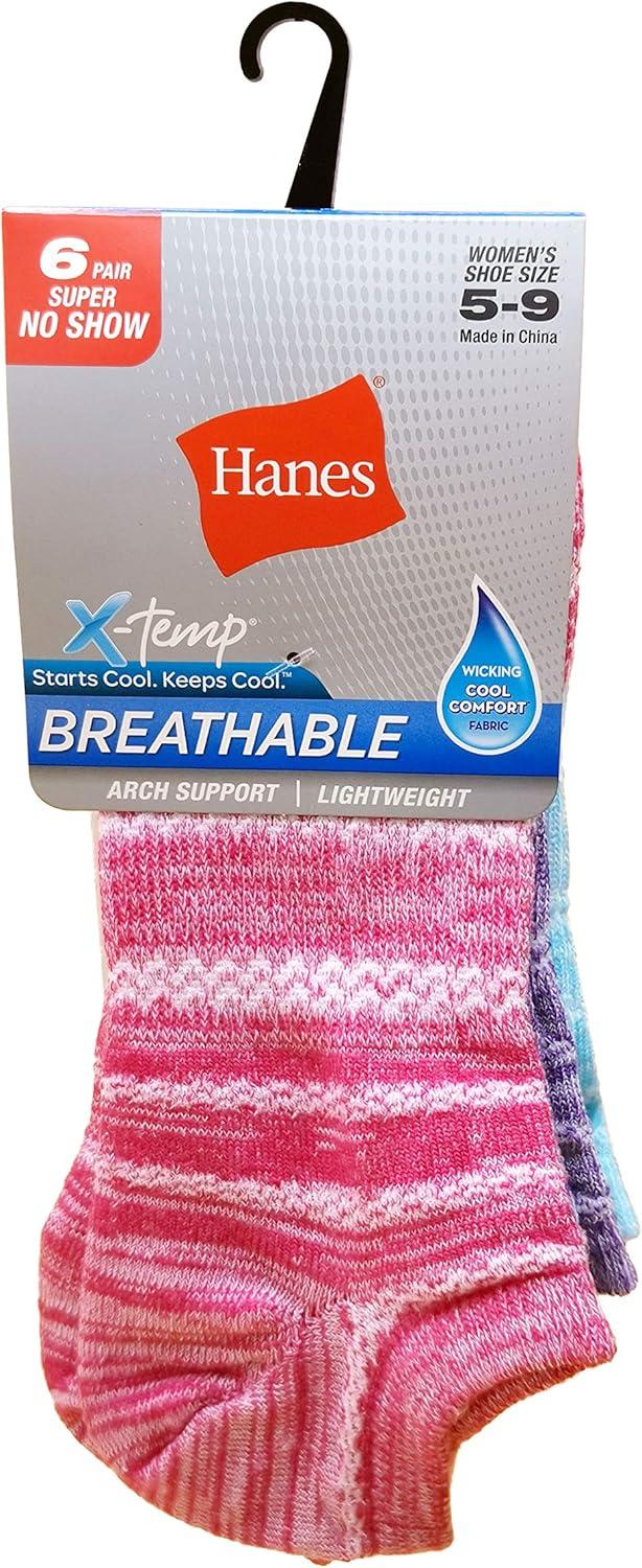 imageHanes Womens Socks Lightweight Breathable Socks No Show and Super No Show 6PackPinkGrey
