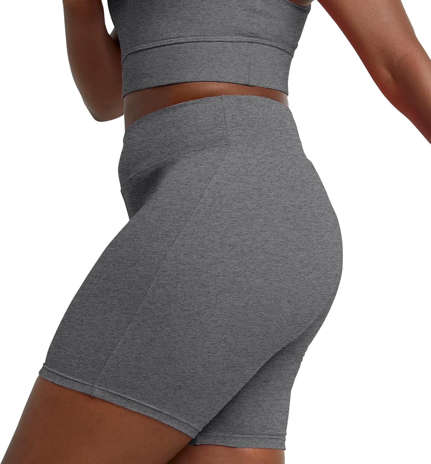 imageHanes Womens Stretch Jersey Bike Shorts Womens Cotton Sports Shorts 7quot InseamCharcoal Heather