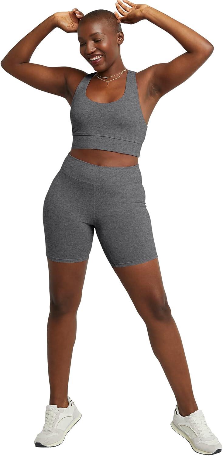 imageHanes Womens Stretch Jersey Bike Shorts Womens Cotton Sports Shorts 7quot InseamCharcoal Heather