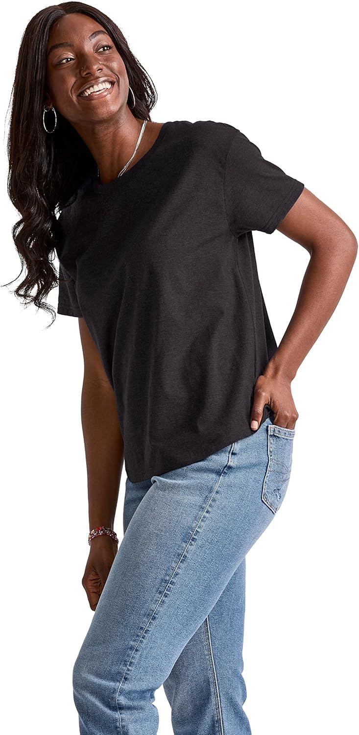 imageHanes Womens TriBlend Relaxed Fit TShirt Oversized Lightweight Tee Available in Plus SizeBlack