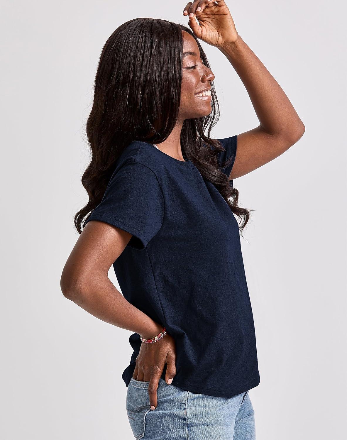 imageHanes Womens TriBlend Relaxed Fit TShirt Oversized Lightweight Tee Available in Plus SizeConcentrated Coral Pe Heather