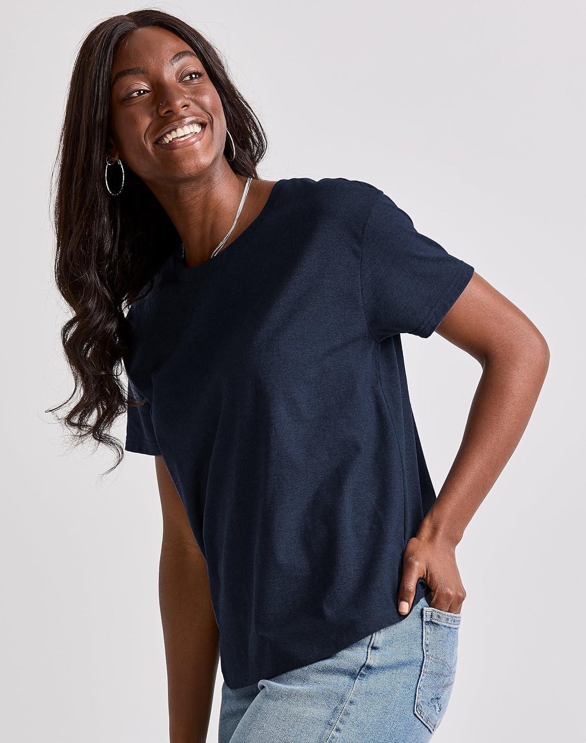 imageHanes Womens TriBlend Relaxed Fit TShirt Oversized Lightweight Tee Available in Plus SizeConcentrated Coral Pe Heather