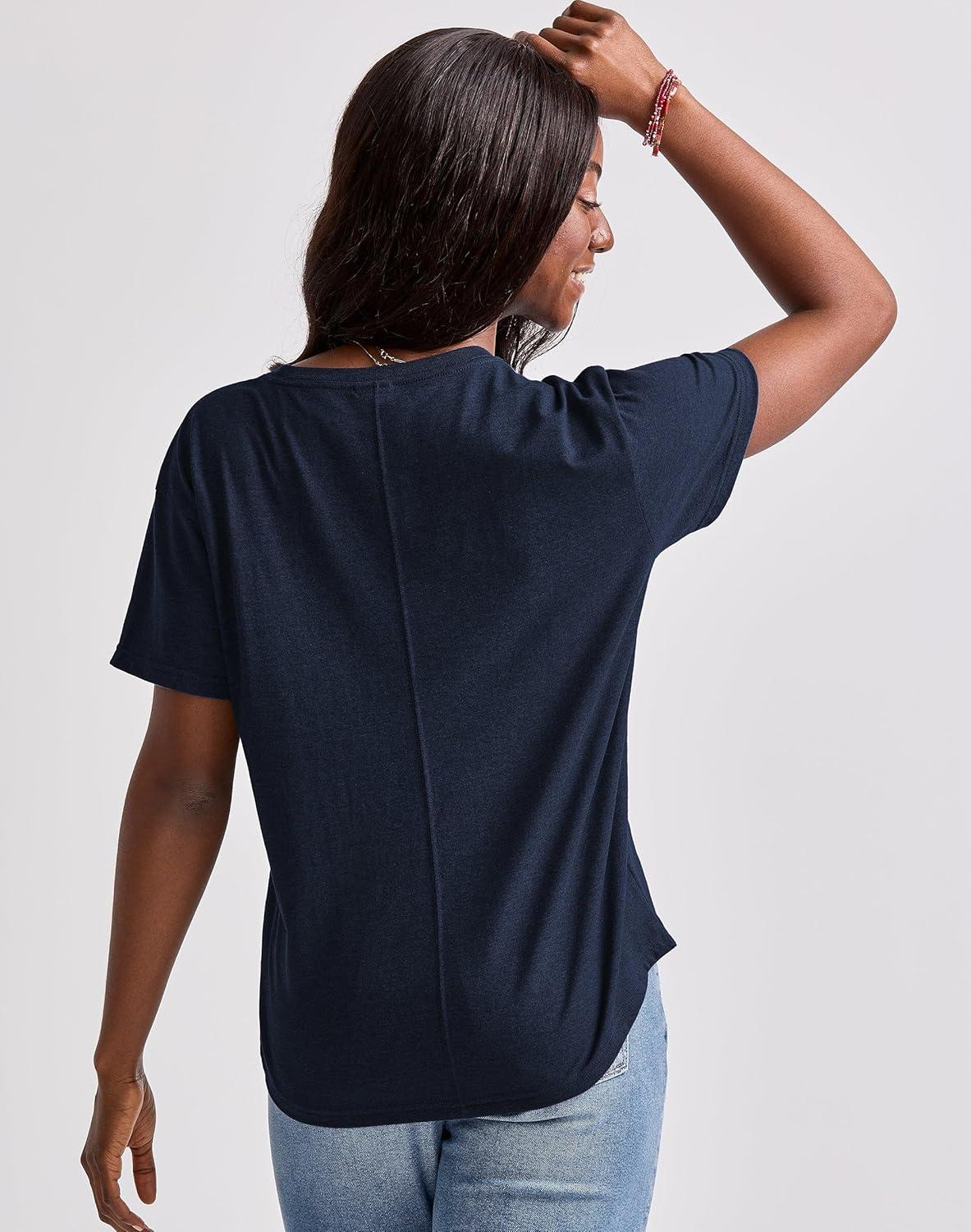 imageHanes Womens TriBlend Relaxed Fit TShirt Oversized Lightweight Tee Available in Plus SizeConcentrated Coral Pe Heather