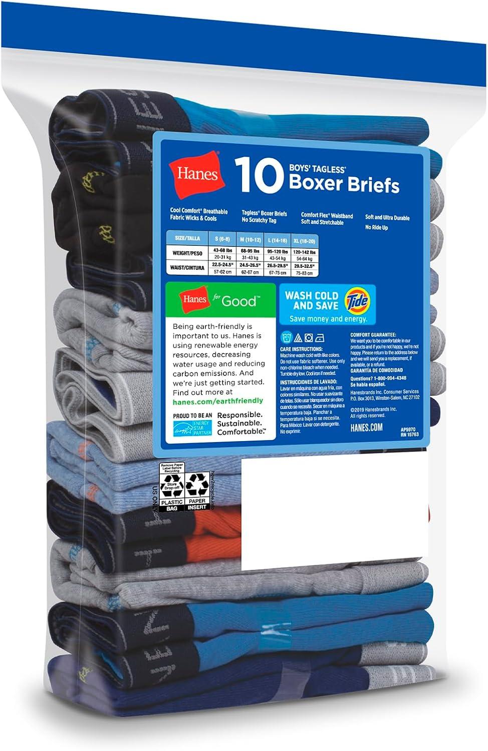imageHanes boys Hanes Boys and Toddler Underwear Comfort Flex Wb Boxer Briefs 10packGreyBlueBlackRed 10 Pack