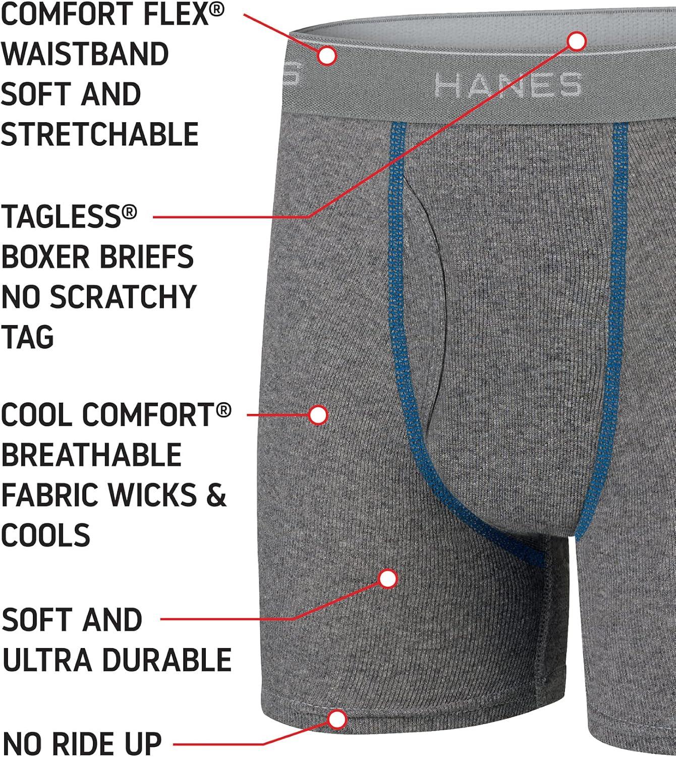 imageHanes boys Hanes Boys and Toddler Underwear Comfort Flex Wb Boxer Briefs 10packGreyBlueBlackRed 10 Pack