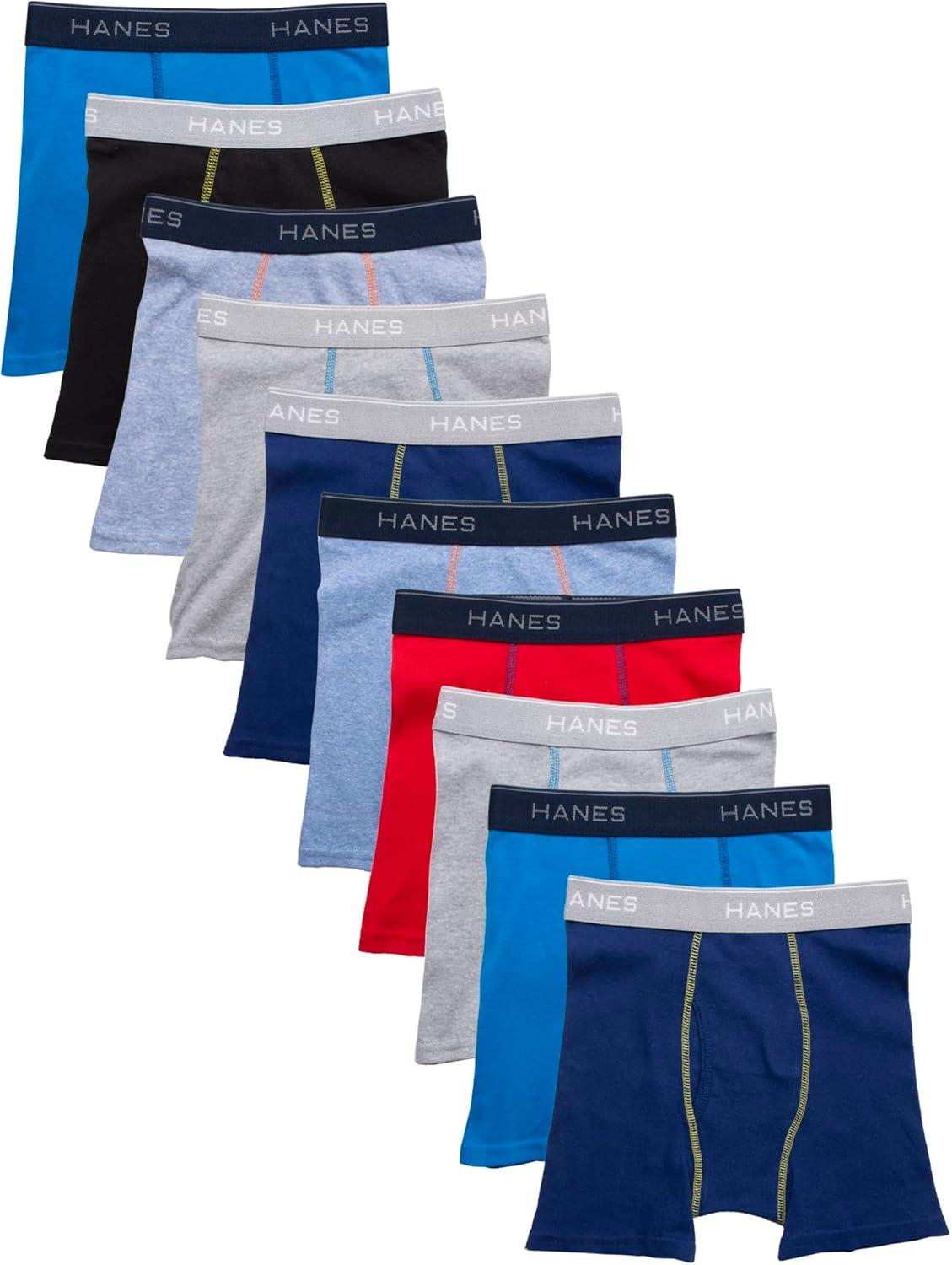 imageHanes boys Hanes Boys and Toddler Underwear Comfort Flex Wb Boxer Briefs 10packGreyBlueBlackRed 10 Pack