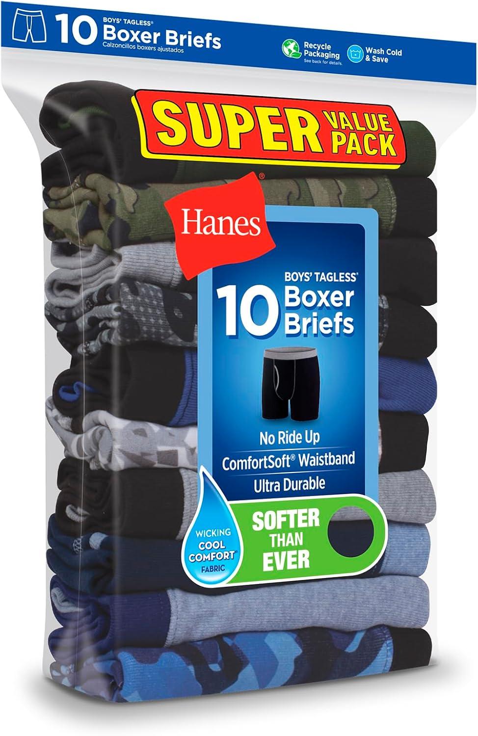 imageHanes boys Hanes Boys and Toddler Underwear Comfort Flex Wb Boxer Briefs 10packMulticolor 10 Pack