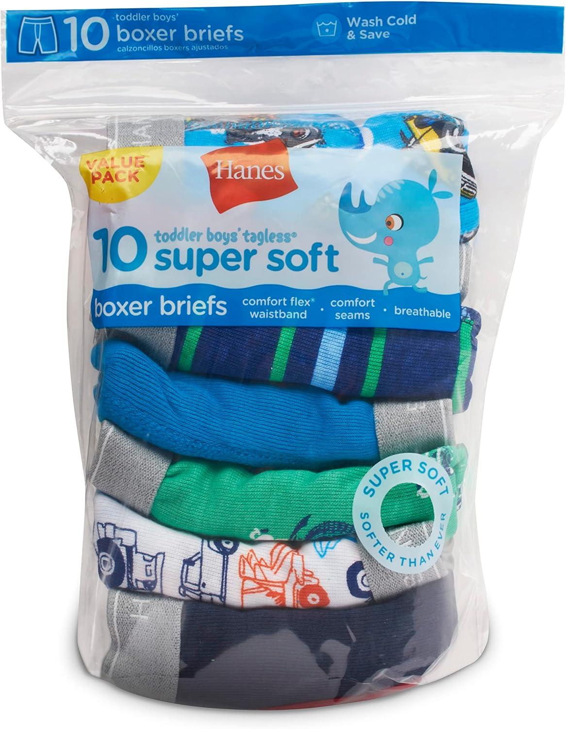 imageHanes boys Hanes Boys and Toddler Underwear Comfort Flex Wb Boxer Briefs 10packSolidsStripesPrints 10 Pack