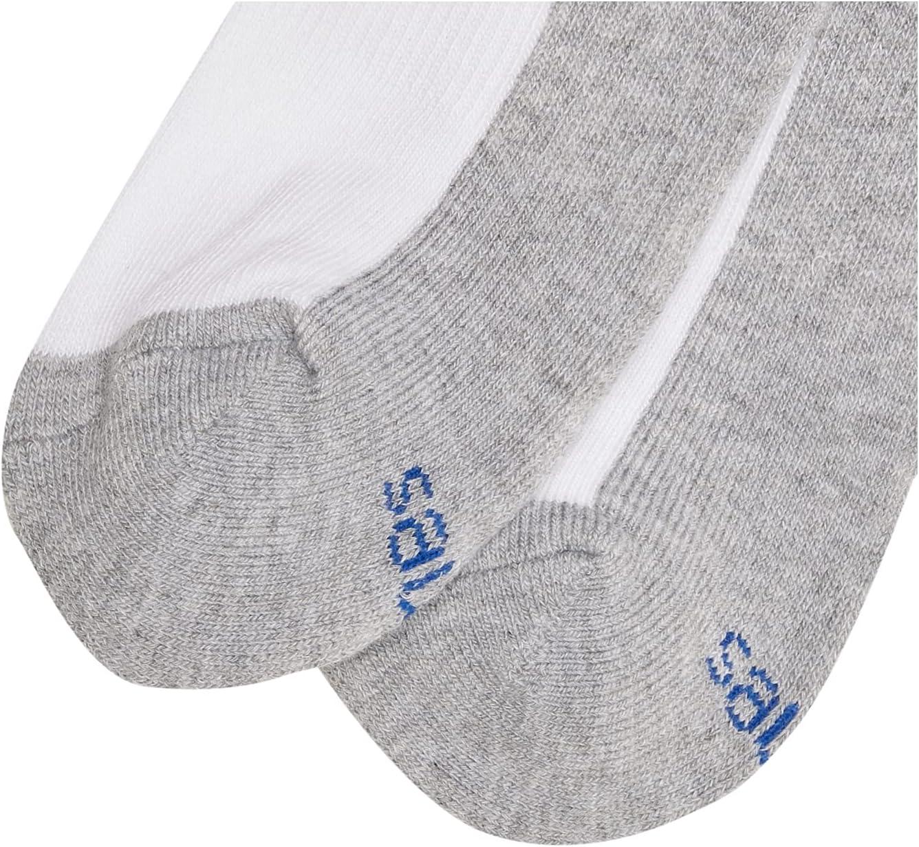 imageHanes boys Socks Double Tough Cushioned Ankle and No Show 12pair PacksNo Show WhiteGrey Bottom 12 Pack