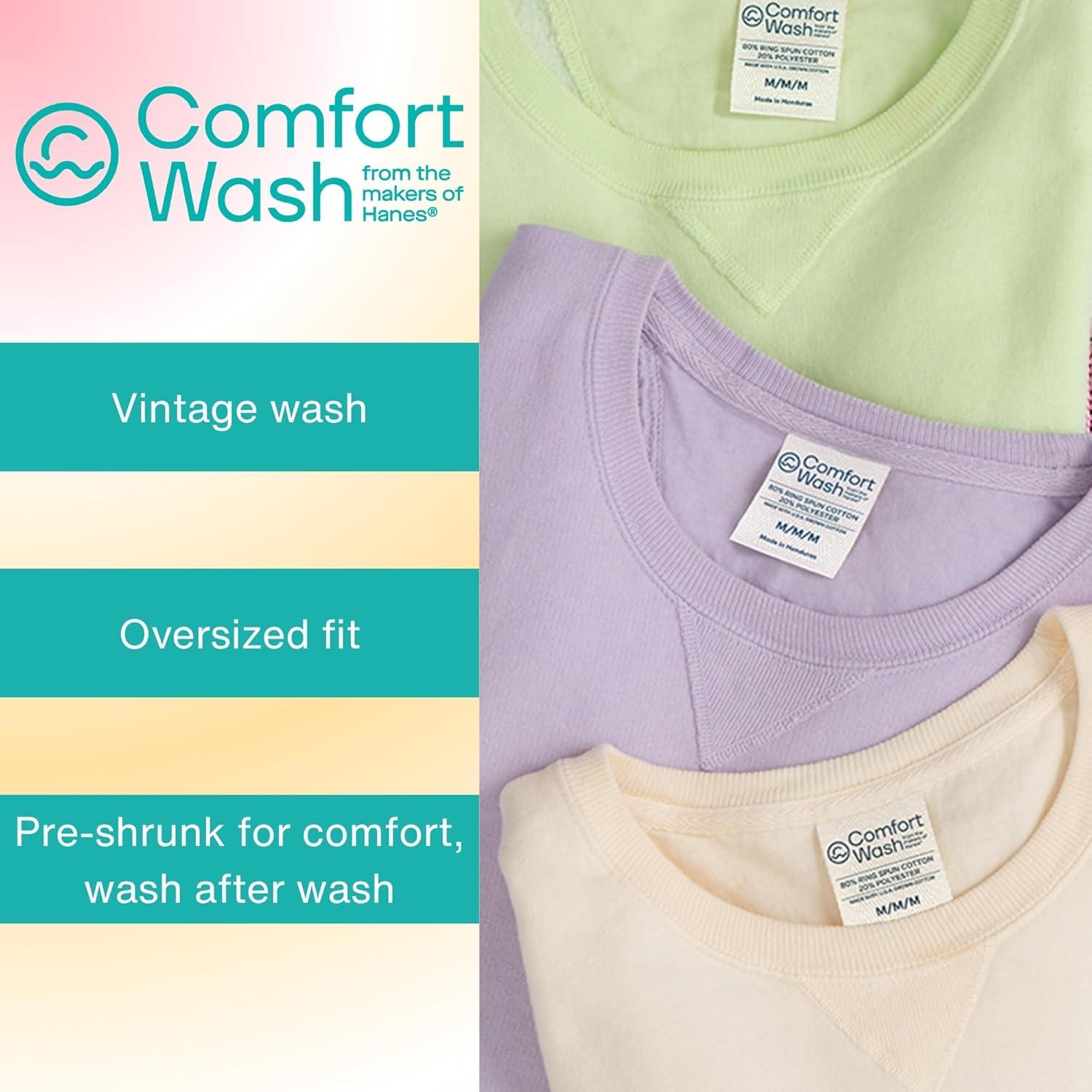 imageHanes mens Comfortwash Garment Dyed SweatshirtBlack