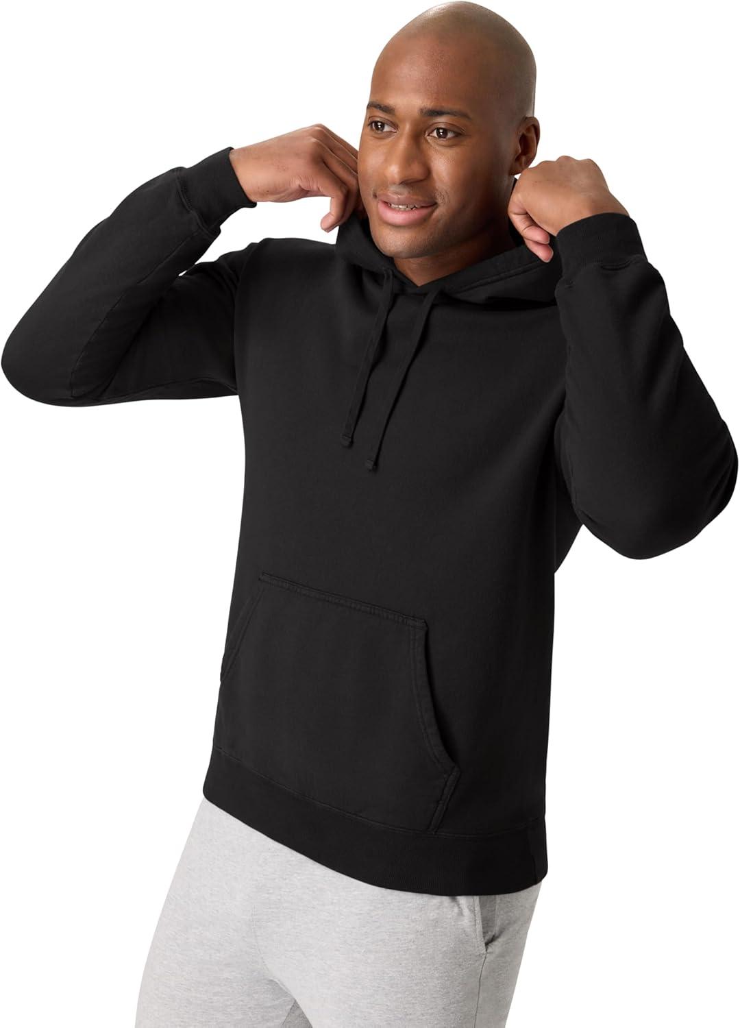 imageHanes mens Originals Fleece Hoodie Garment Dyed Hooded Sweatshirt Unisex Fleece PulloverBlack