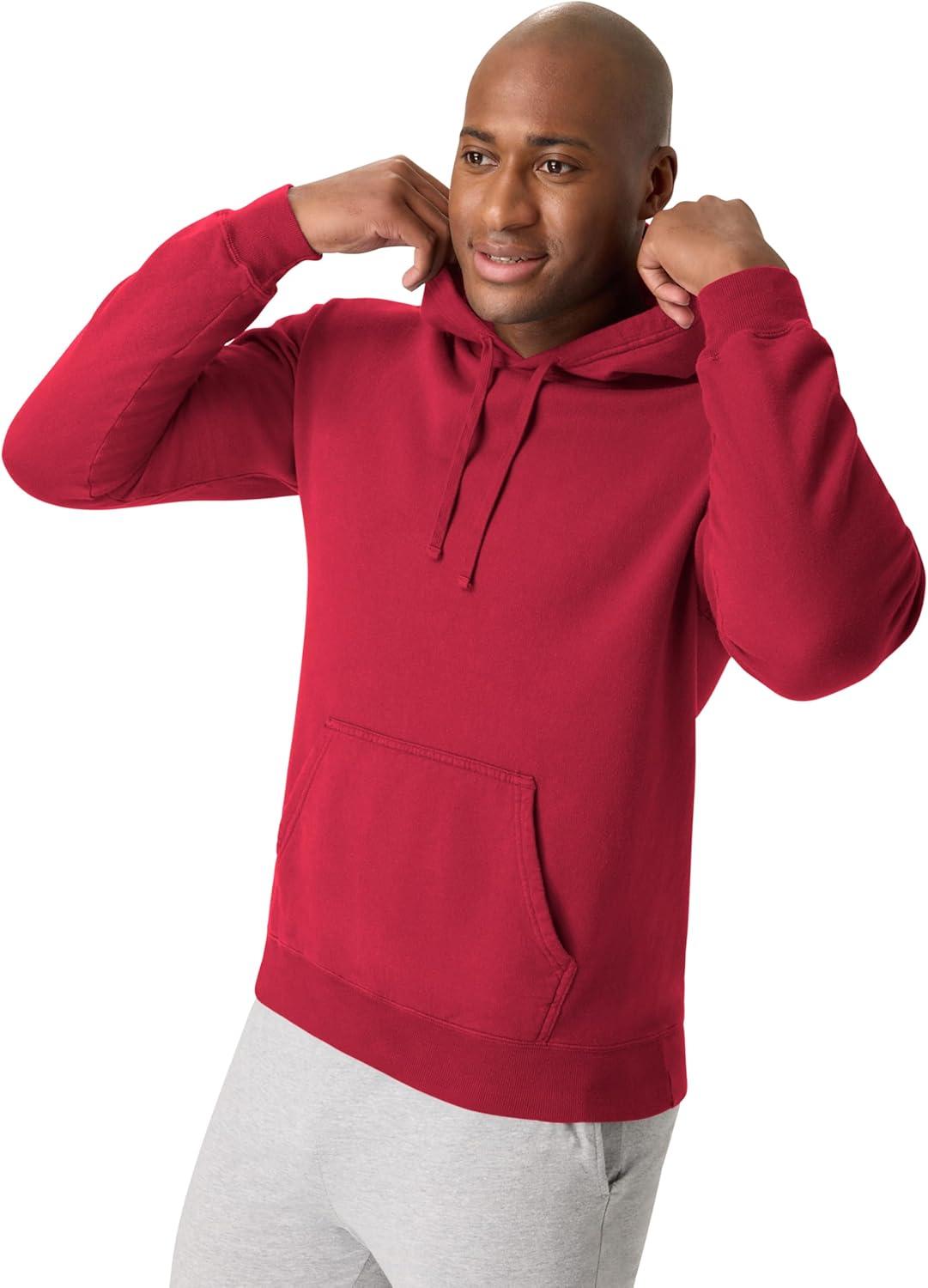 imageHanes mens Originals Fleece Hoodie Garment Dyed Hooded Sweatshirt Unisex Fleece PulloverCrimson Fall